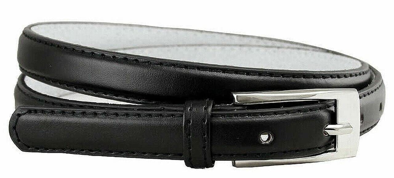 7055 Women's Betls Ladies Fashion Skinny Soft Dress Casual Leather Belt 3/4"(19mm) wide (Black, L)