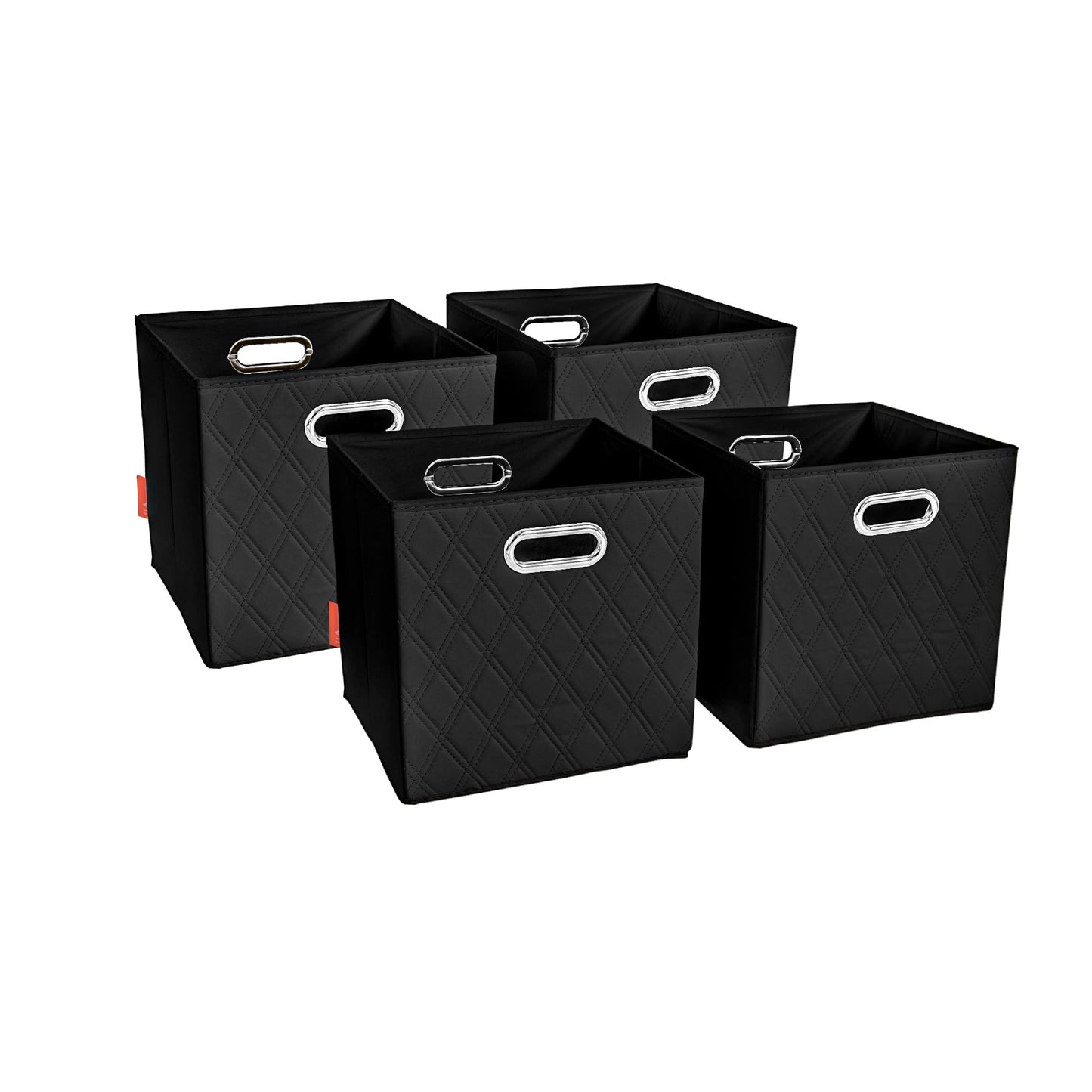 JIAessentials Large Collapsible Diamond Patterned Storage Cubes with Handles for living room, bedroom and office storage Combo Set - Combo Set (Black)