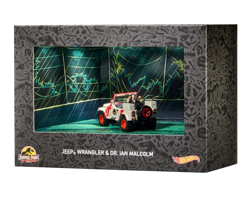 Hot Wheels Jurassic Park Jeep Wrangler & Dr. Ian Malcolm - SDCC2023 Comic Con Exclusive