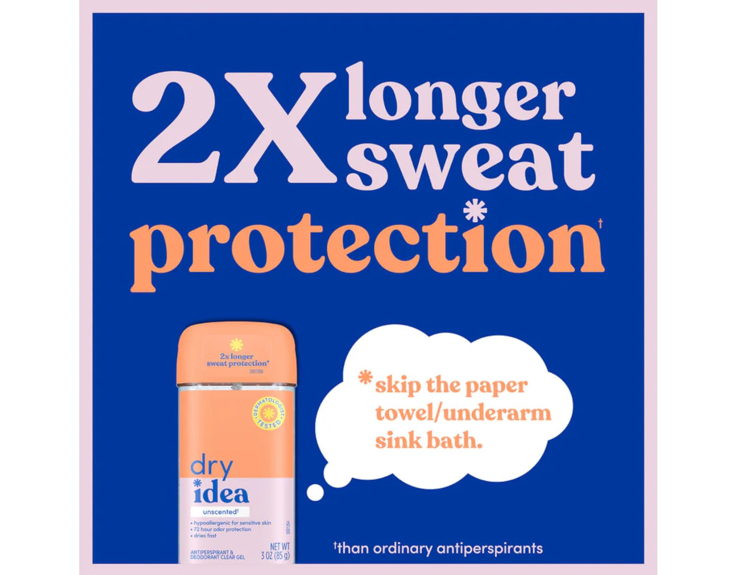 DRY IDEA Advanced Dry Unscented Antiperspirant & Deodorant Clear Gel, 3 Oz (Pack of 3)