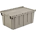 Global Industrial Distribution Container With Hinged Lid, 27-3/16x16-5/8x12-1/2, Gray