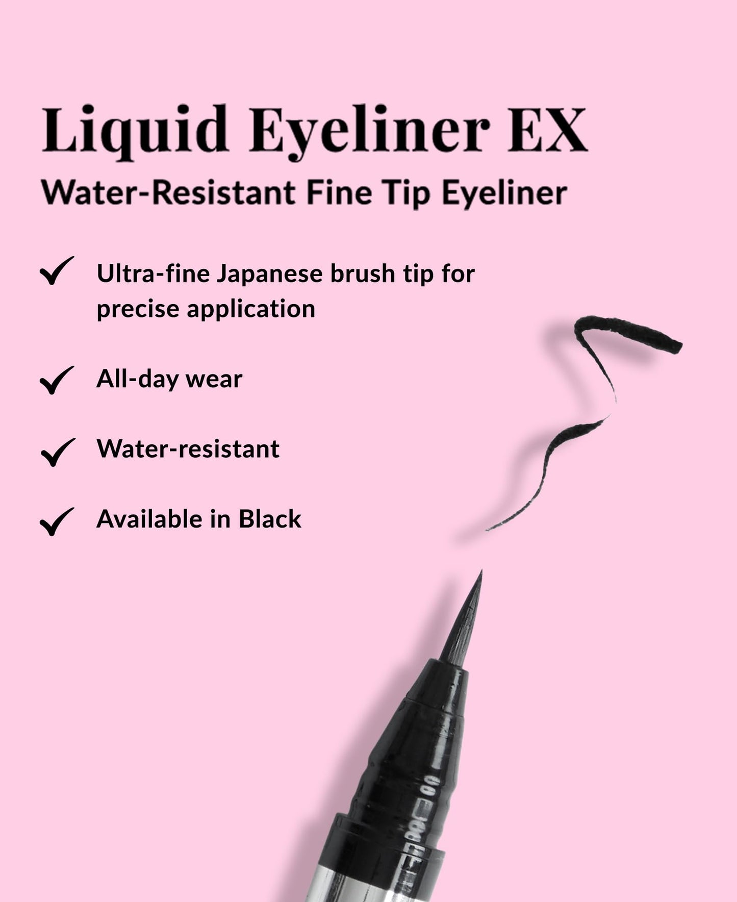 DHC Liquid Eyeliner EX, Water-Resistant, Fine Tip, All Day Wear, Black, 0.01 fl. oz.