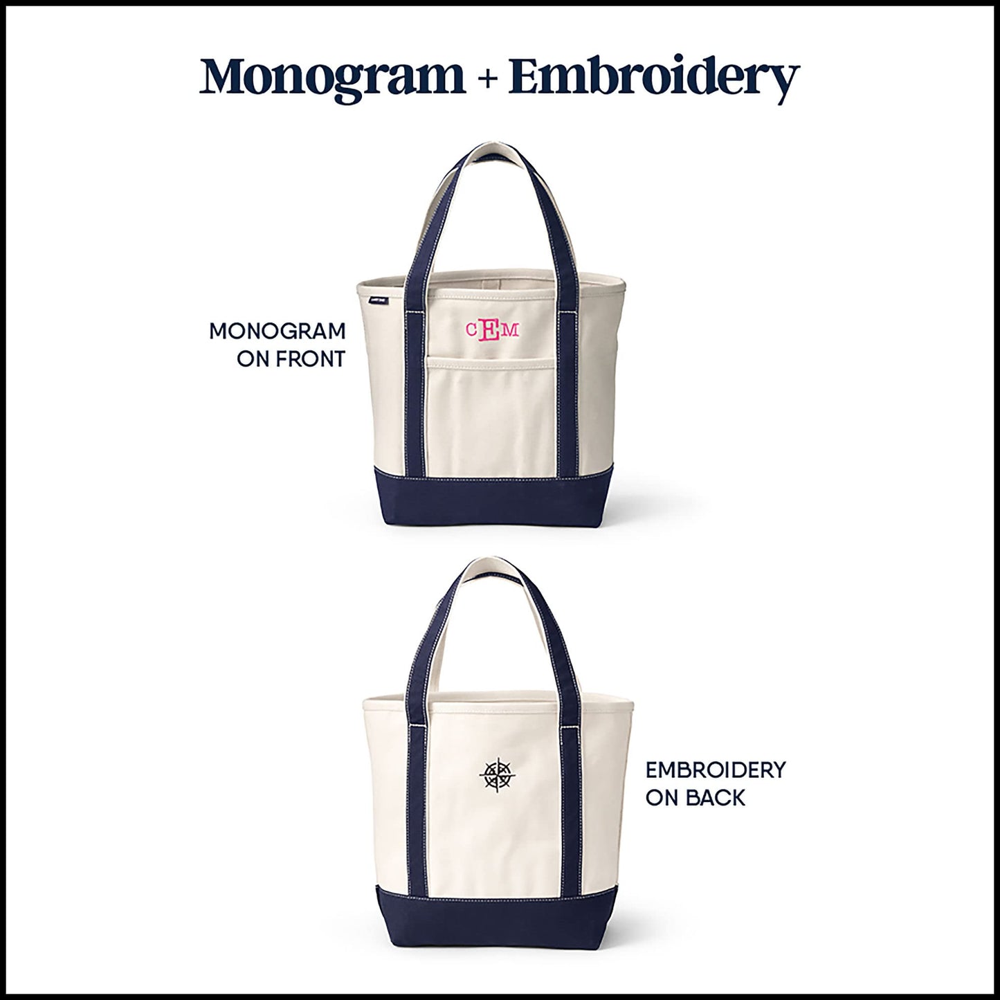 Lands' End Natural Open Top Canvas Tote Natural/radiant Navy Medium