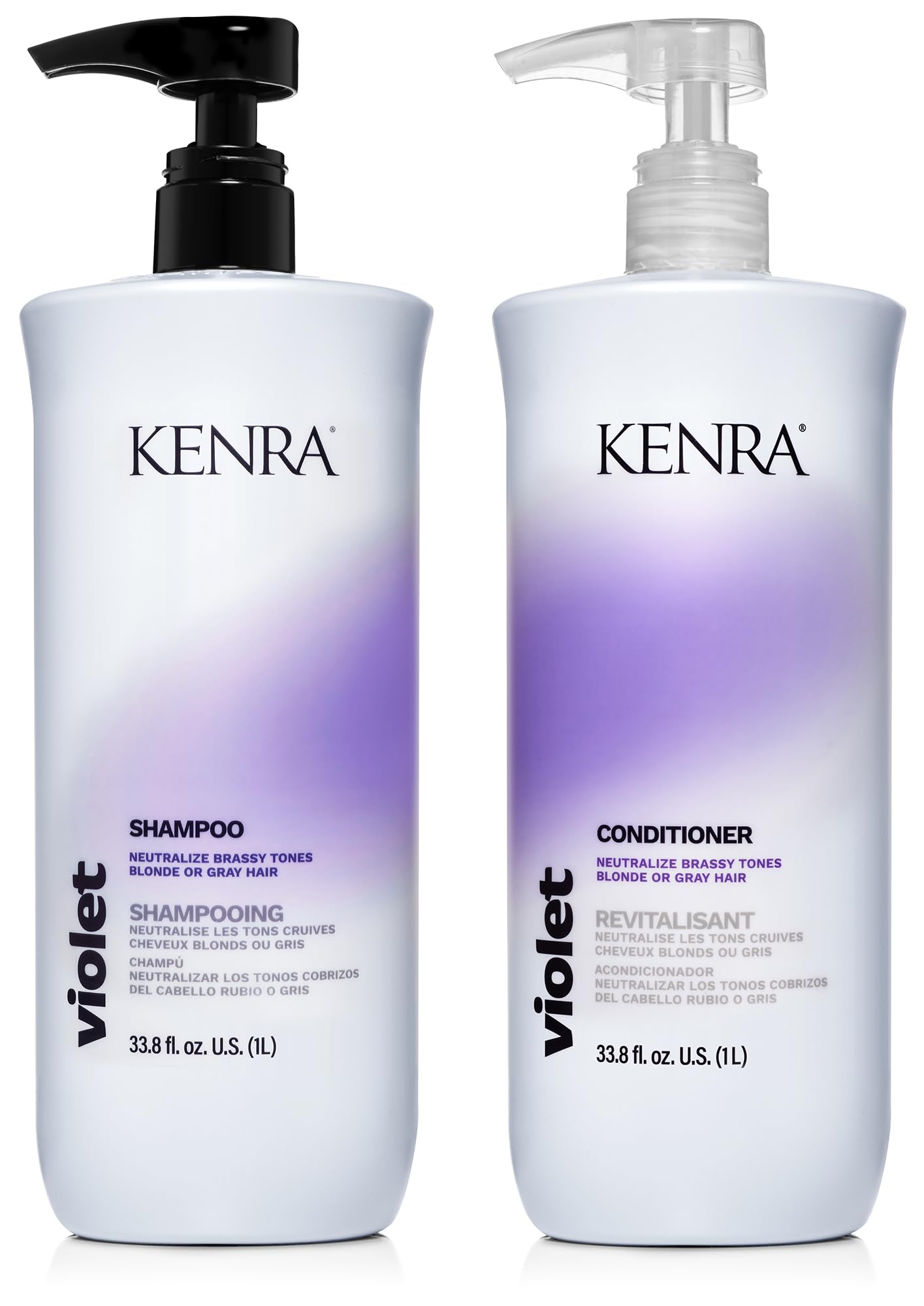 Kenra Violet Shampoo & Conditioner Set | Eliminates Brassy Tones | Purple Pigment + Deposit | Neutralizes Yellow | Moisturizes Processed Hair |