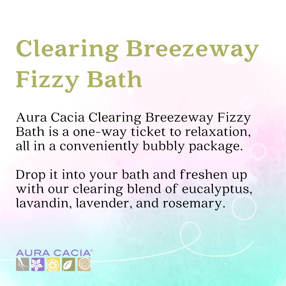 Aura Cacia Clearing Breezeway Fizzy Bath | GC/MS Tested for Purity | 2.5 oz (70.9g)