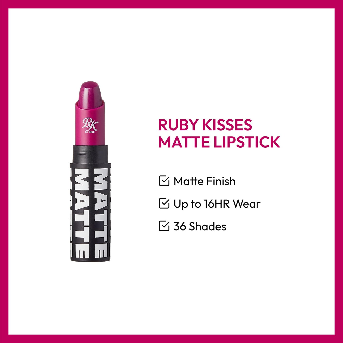 Ruby Kisses Ultra Matte Super Rich Lipstick 3.5g/0.12oz (RMLS34 BEET ME)