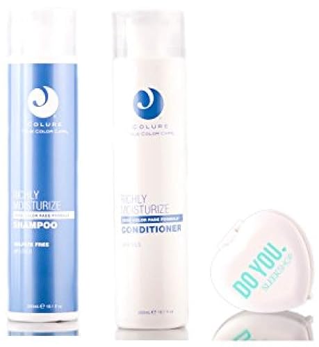 Colure True Color Care Richly Moisturize Shampoo & Conditioner DUO Set (with Sleek Compact Mirror) (10.1 oz / 300ml Kit)