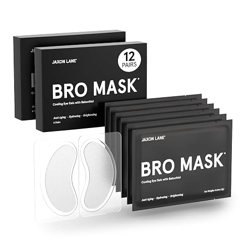 JAXON LANE BRO MASK Under Eye Patches for Men - Cooling Eye Patches for Dark Circles and Puffiness with Caffeine, Niacinamide, Hyaluronic Acid (2 x 6