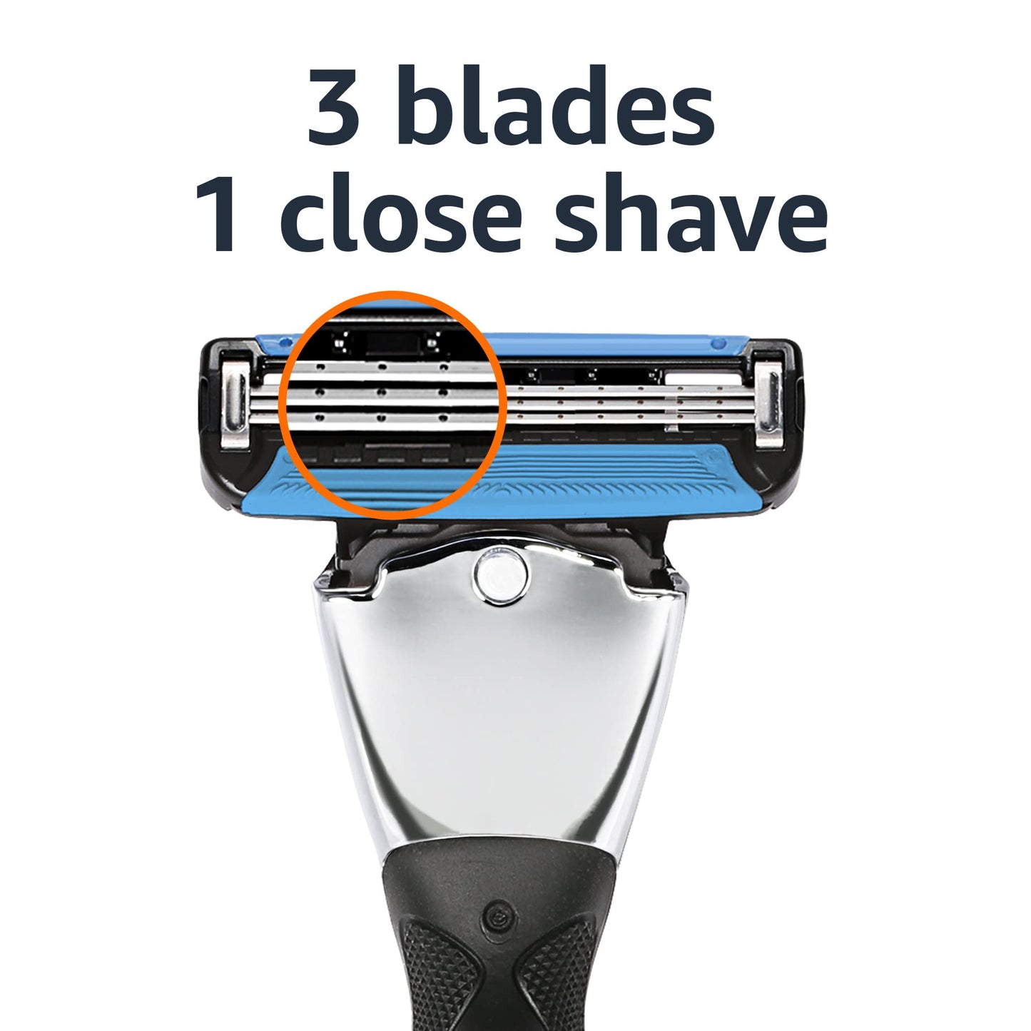 Amazon Basics 3-Blade Razor Refills for Men with Dual Lubrication, 8 Cartridges (Fits Amazon Basics Razor Handles only) (Previously Solimo) (Pack Beauty and Personal Care Amazon Basics