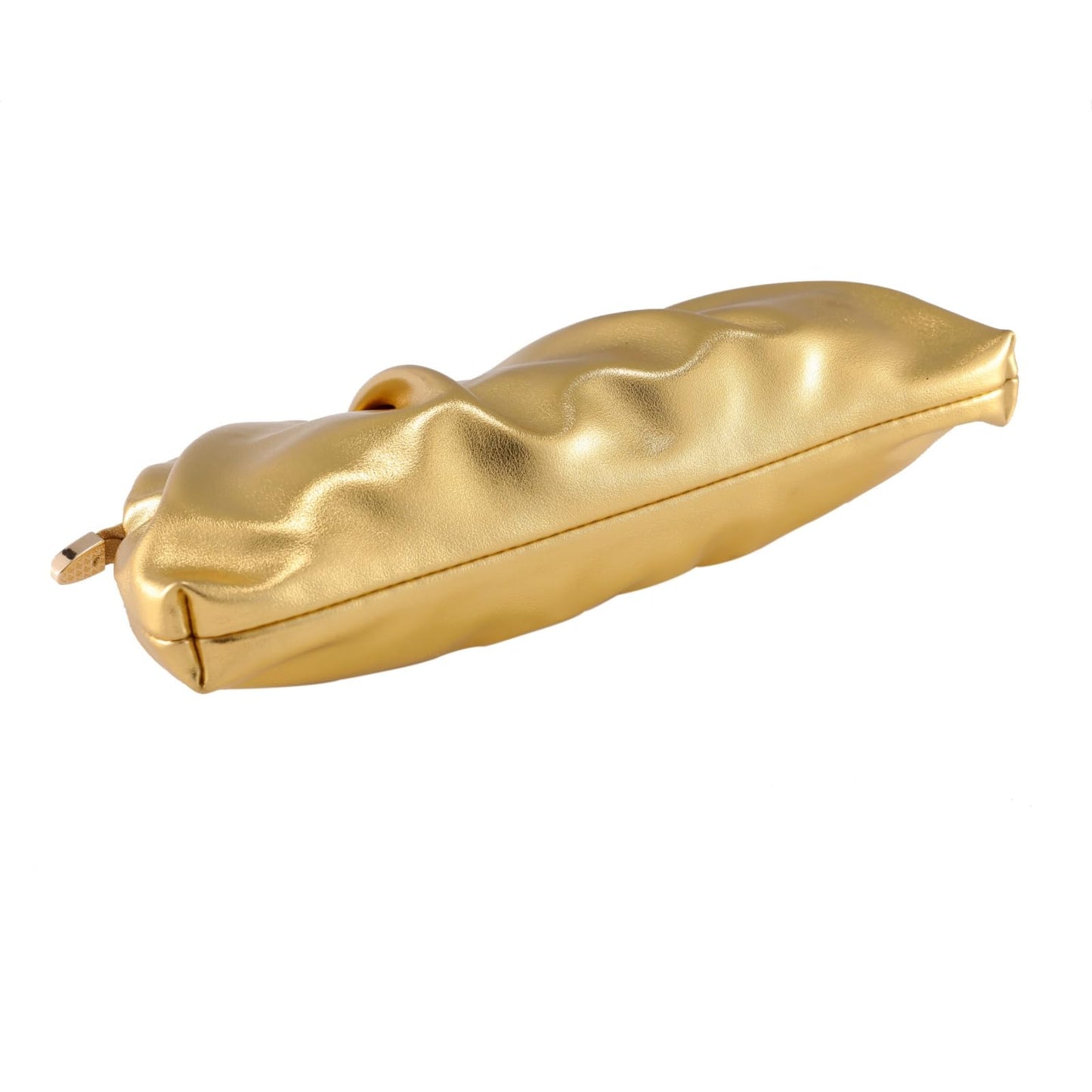 Evening Bag for Women Ruched Clutch Purse Detachable Metal Chain Crossbody Bag(gold)