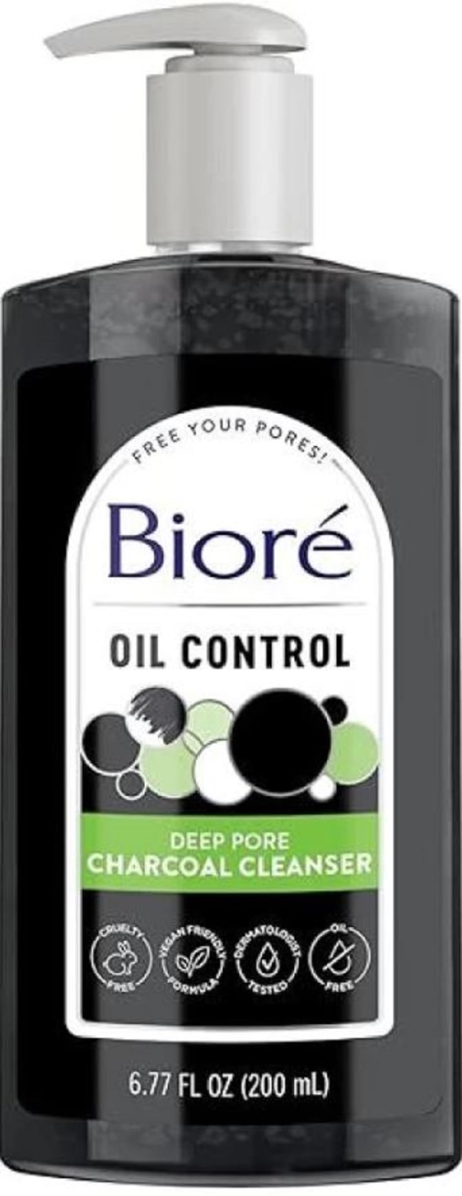 Bioré Deep Pore Charcoal Daily Face Wash, 6.77 Fl oz, with Deep Pore Cleansing for Dirt and Makeup Removal From Oily Skin