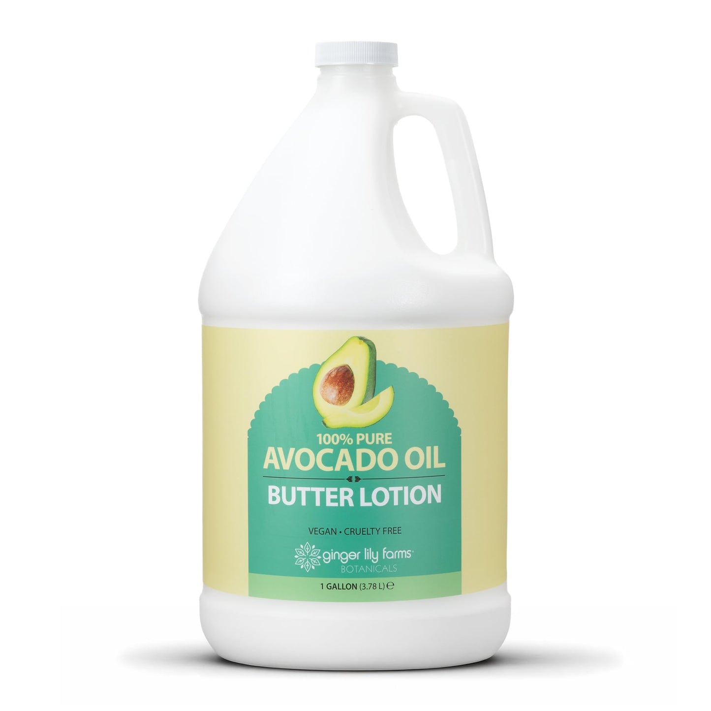 Ginger Lily Farms Botanicals 100% Pure Avocado Oil Butter Lotion for Dry Skin, 100% Vegan & Cruelty-Free, 1 Gallon (128 Fl Oz) Refill