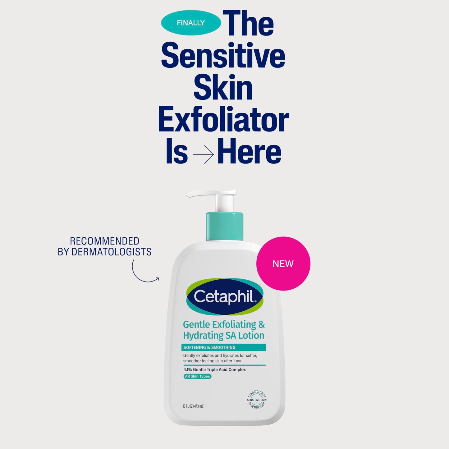 Cetaphil Gentle Exfoliating SA Face Lotion, Lightweight Moisturizer for All Skin Types, 8 Oz Pump Bottle, Salicylic Acid, Mandelic Acid