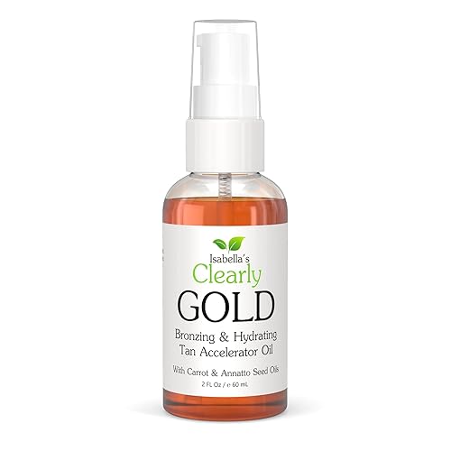 Isabella's Clearly GOLD, Natural Indoor and Outdoor Tanning Oil with Bronzer | Moisturizing Sun Tan Accelerator for a Healthy Bronze Glow with Carrot