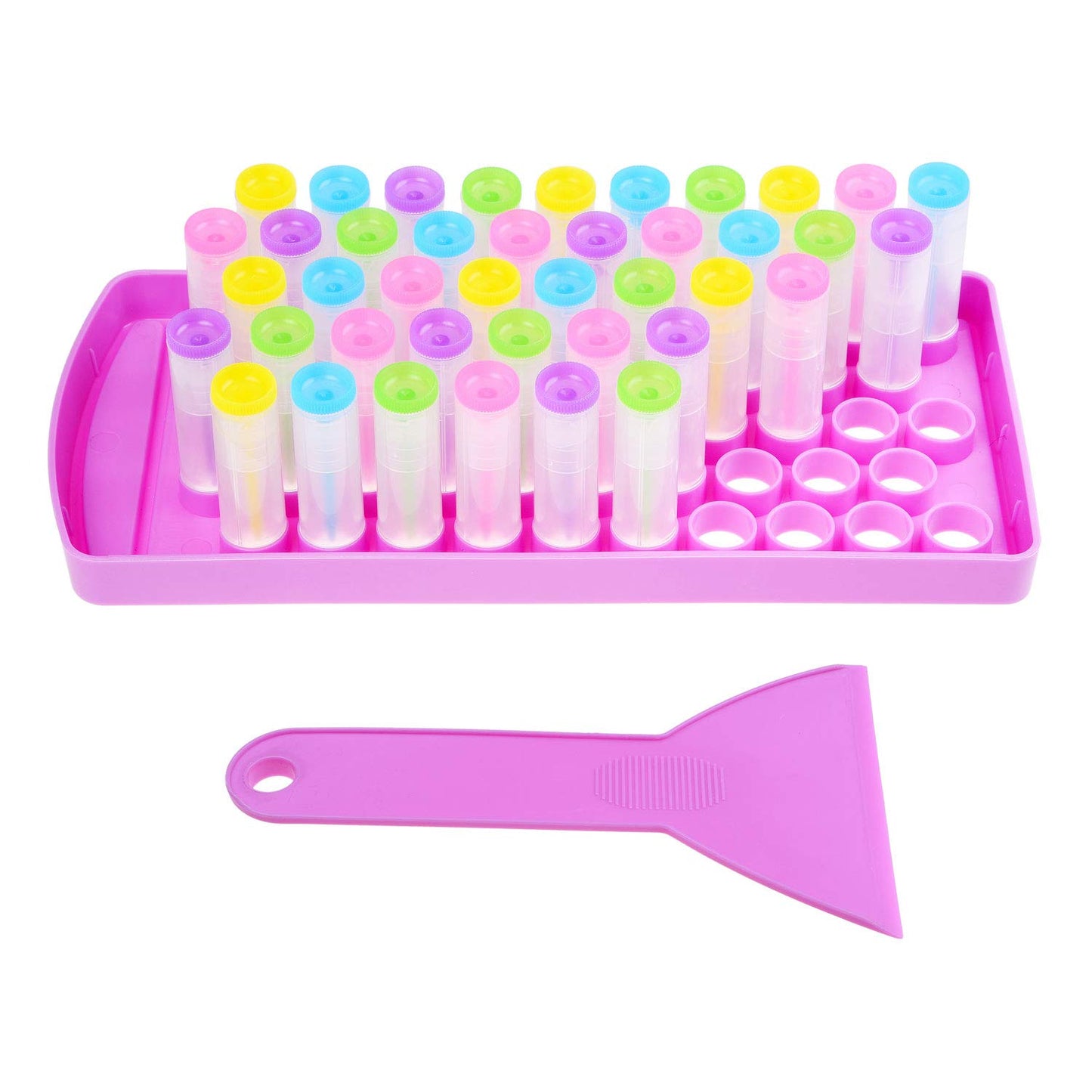 Kare & Kind Lip Balm Crafting Kit - Filling Tray and Spatula - 50 Empty Tubes with Caps (10x5 Colors) - 3/16 Oz (5.5 ml) - 50 Writeable and 50 Printed