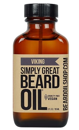 Simply Great Beard Oil - Viking Scent - Holiday Gifts - Stocking Stuffers - Gifts for Men - Beard Conditioner - 3 Oz - Easy Applicator - Natural