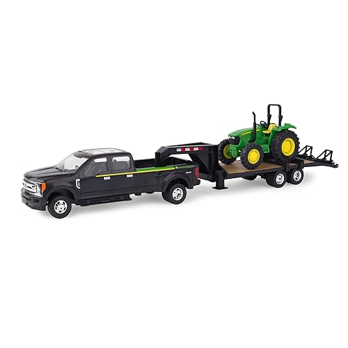ERTL Ford F350 Pickup and Tractor Toy Set - 1:32 Scale - Includes John Deere Tractor Toy, Ford F350 Pickup Truck Toy and Gooseneck Trailer - 17.25 x…