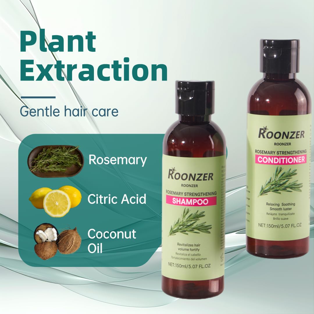 ROONZER Rosemary Infused Shampoo & Conditioner Set | Deep Cleanser + Intense Hydration | Strengthening Formula for All Hair Types & Nourishing 150ML