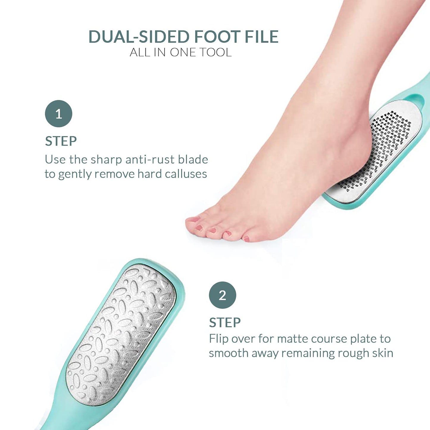 Relax Tony Callus & Dead Skin Remover - Dual-Sided - for Wet & Dry Exfoliation: Scrub, File & Rasp for Smooth Feet - Pedicure Tool - Foot File Callus