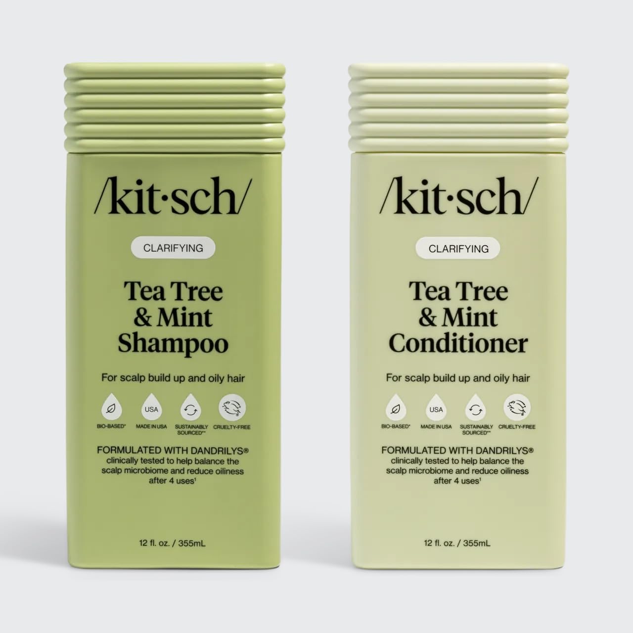 Kitsch Tea Tree & Mint Shampoo & Conditioner Set for Women & Men - Clarifying Hair Care for Oily Hair & Scalp Buildup - Lightweight Balance