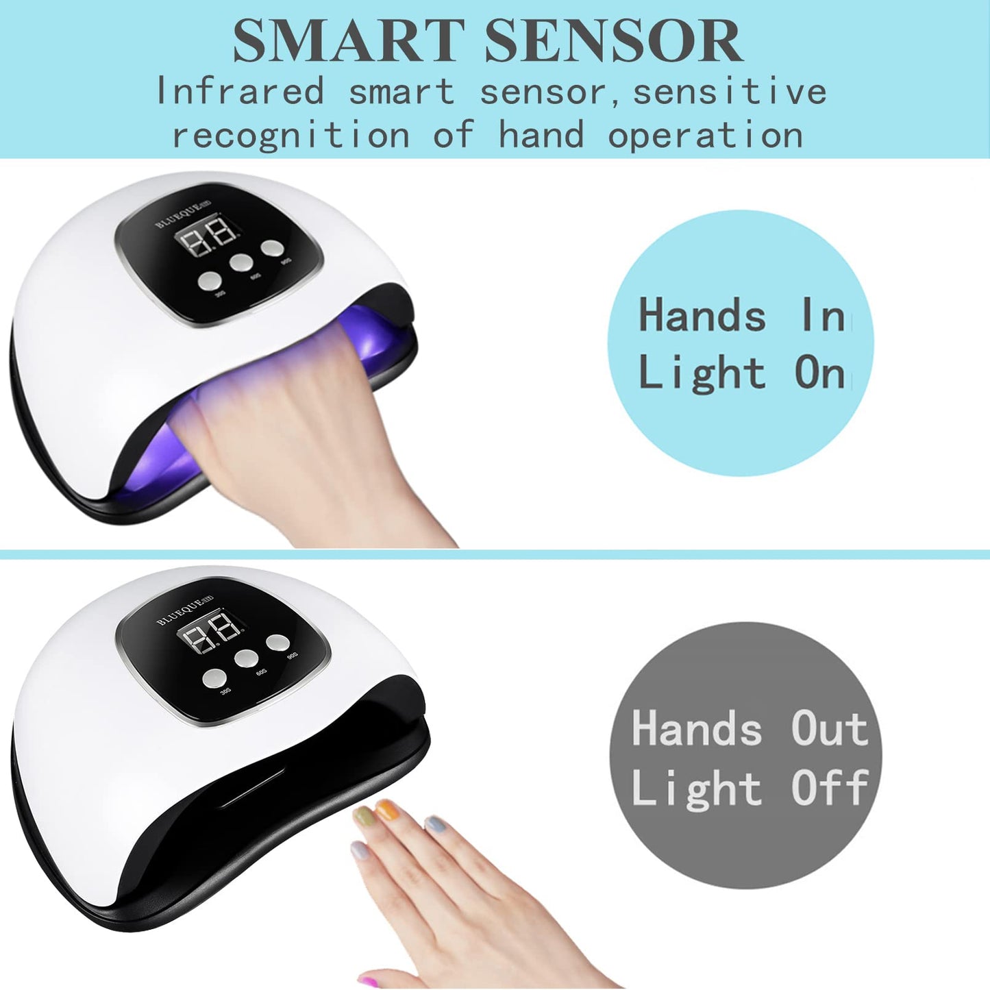 BIGBEAR UV Light for Nails, 48W LED Nail Light for Gel Polish, Fast Nail Dryer with Automatic Sensor, 3 Timer Setting, Small & Portable, UV LED Nail Beauty and Personal Care BIGBEAR