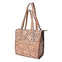 American Darling Hand-Tooled Floral Leather Backpack Tote for Women - Genuine Western Convertible Bag with Adjustable Straps and Dual Handles