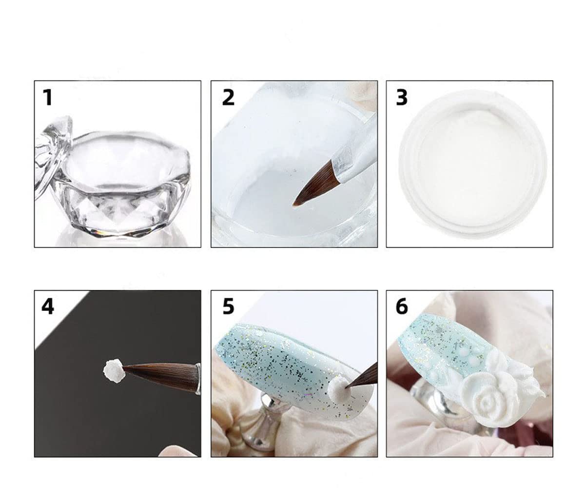 Nail art Brush 6PCS Professional nylon Acrylic Nail Brush Powder Manicure Pedicure Wood Handle 3D Painting Drawing Professional Brush UV Gel Carving Beauty & Personal Care cutegodess