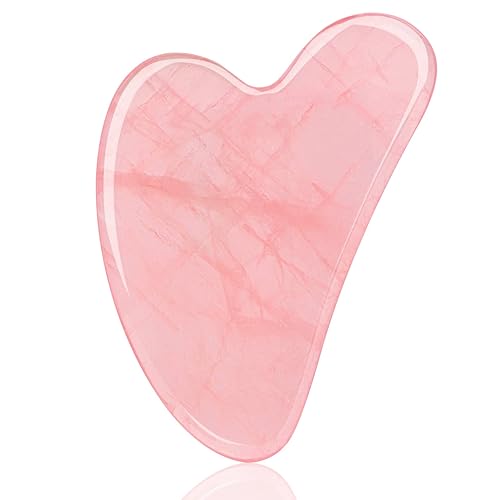 Ecoswer Gua Sha Facial Tool,Guasha Tool for Face,Facial and Body Massager,Natural Stones Rose Quartz,Scraping and SPA Acupuncture Therapy