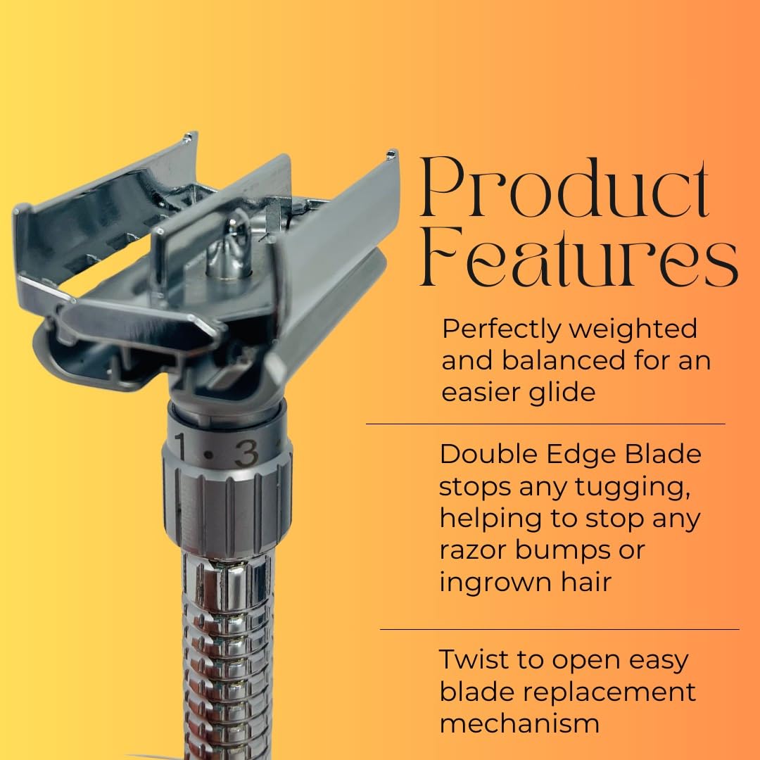 G.B.S Adjustable Double Edge Butterfly Razor Stainless Steel Knurled Handle Ergonomic Non Slip Grip Beauty and Personal Care G.B.S