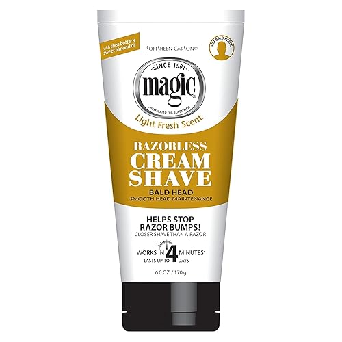 Magic Razorless Cream Shave Bald Head 6 Ounce Tube (177ml) (3 Pack)