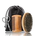 Hair Dough Beard Brush & Comb, Scissors Set for Men, Set Includes Soft Boar Bristle Brush, Bamboo Wide Tooth Comb, and Mustache Trimming Scissors