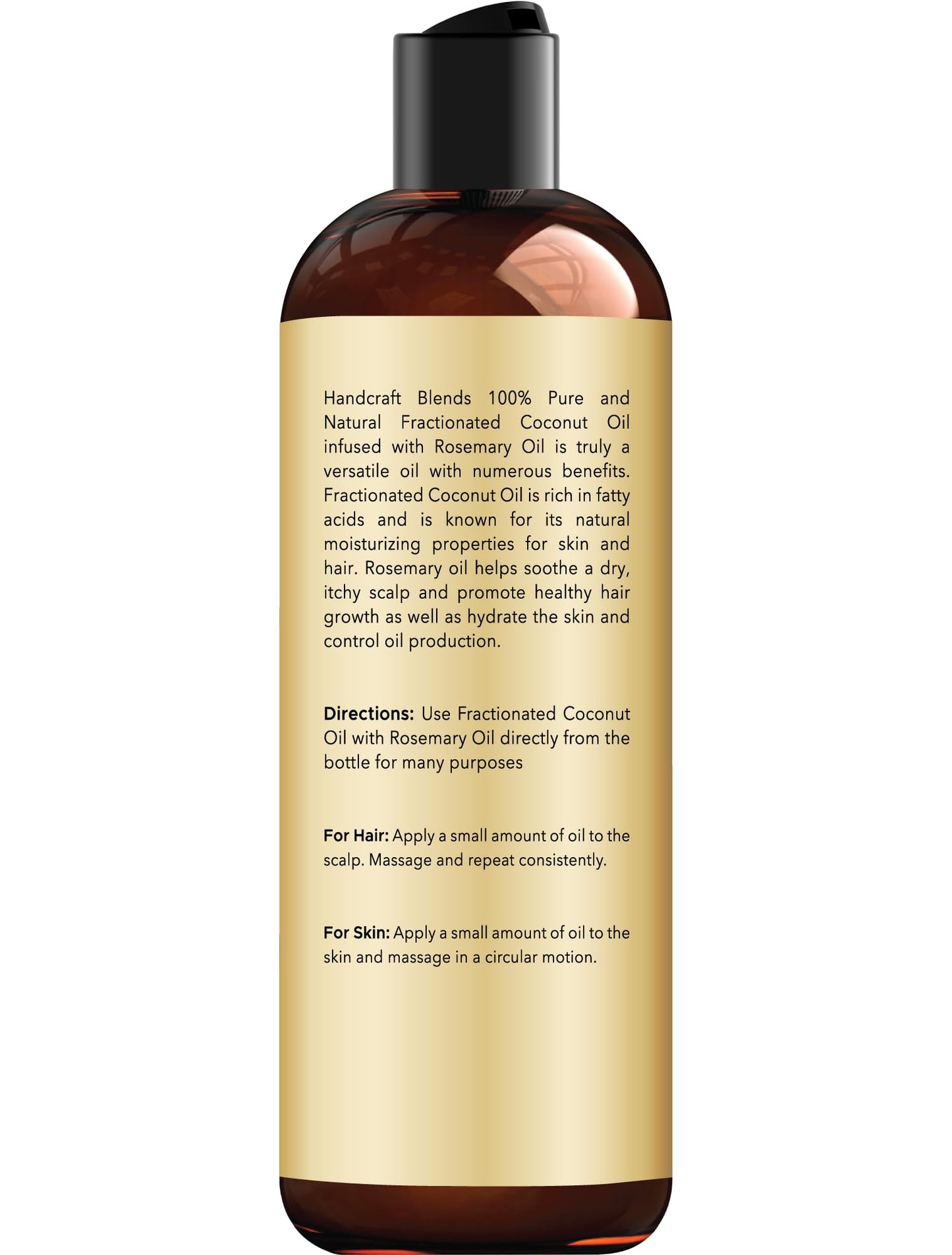 Handcraft Blends Fractionated Coconut Oil Infused with Rosemary - 8 Fl Oz - 100% Pure and Natural - Premium Grade Carrier for Skin, Hair and Massage