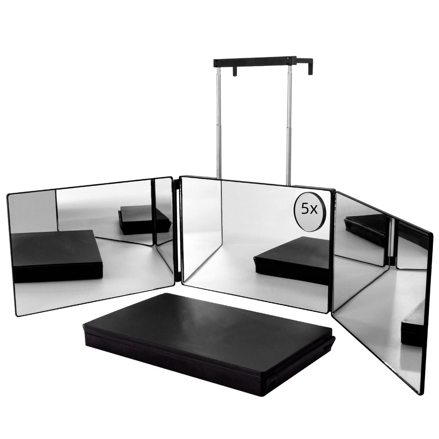 SELF FIND 3 Way Mirror for Hair Cutting, 360° Mirror for Haircuts for Men, Barber with Height Adjustable Telescoping Hooks for Makeup and Hair Styling