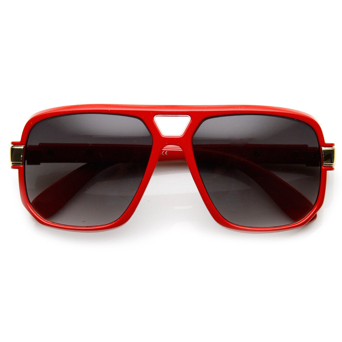 zeroUV - Classic Square Frame Plastic Flat Top Aviator Sunglasses (Red)