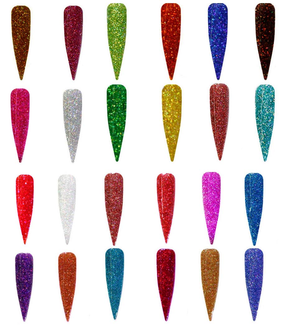 XICHEN 24 Colors Nail Art Make Up Glitter Shimmer Dust Powder Decoration