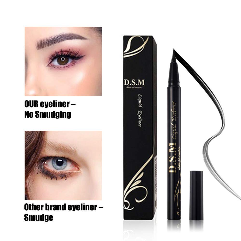 Waterproof Liquid Eyeliner Long Lasting&Smudgeproof Eye Liner 2 Packs Precise Eyeliner Pen for All Day with Slim Tip, Black, by SEILANC
