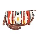 American Darling Cross Body Saddle Blanket Fabric Genuine Leather Western Women Bag | Black Handbag Purse Crossbody for Cute