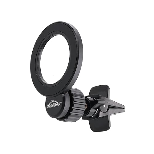 Armor All Magnetic Phone Mount for Car, Air Vent Phone Holder for MagSafe Phones, iPhones, Includes Universal Magnet Ring for Samsung, Non-Magnetic…