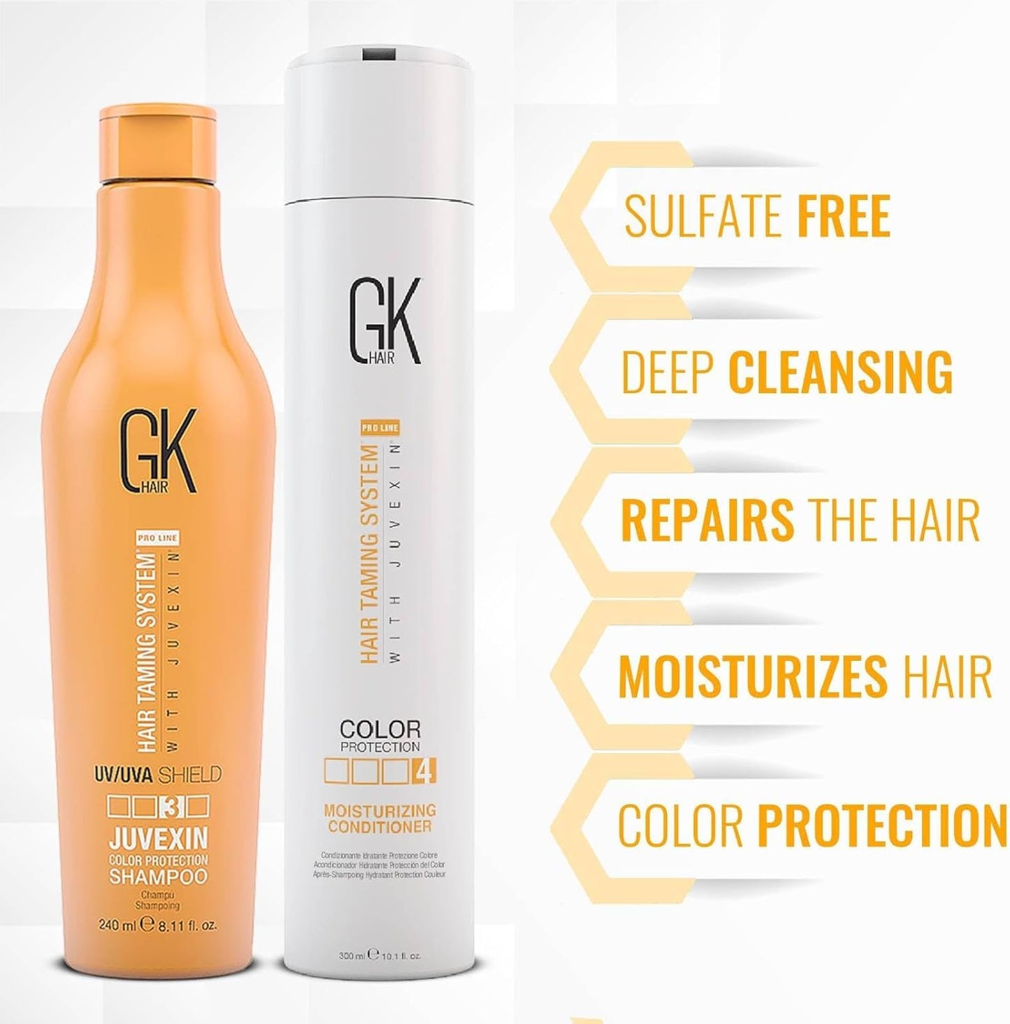 GK HAIR Color Shield Shampoo and Moisturizing Conditioner Kit with no Paraben and Sulfate for Environmentally Stressed Heat Damaged and Color Treated