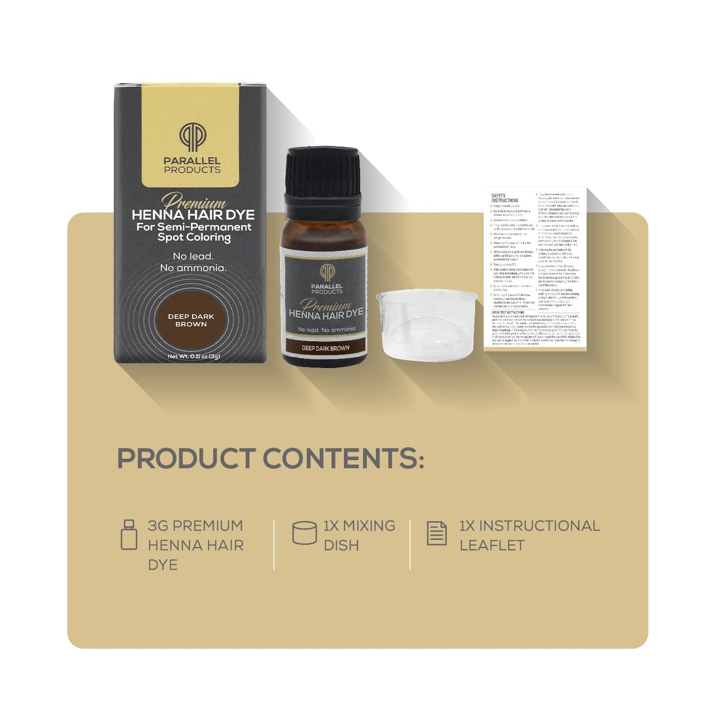 Parallel Products Spot Color Henna Kit - Henna Hair Dye - 3 grams - Tint for Professional Spot Coloring - With Mixing Dish - Covers Grey Hair - Root Beauty and Personal Care PARALLEL PRODUCTS