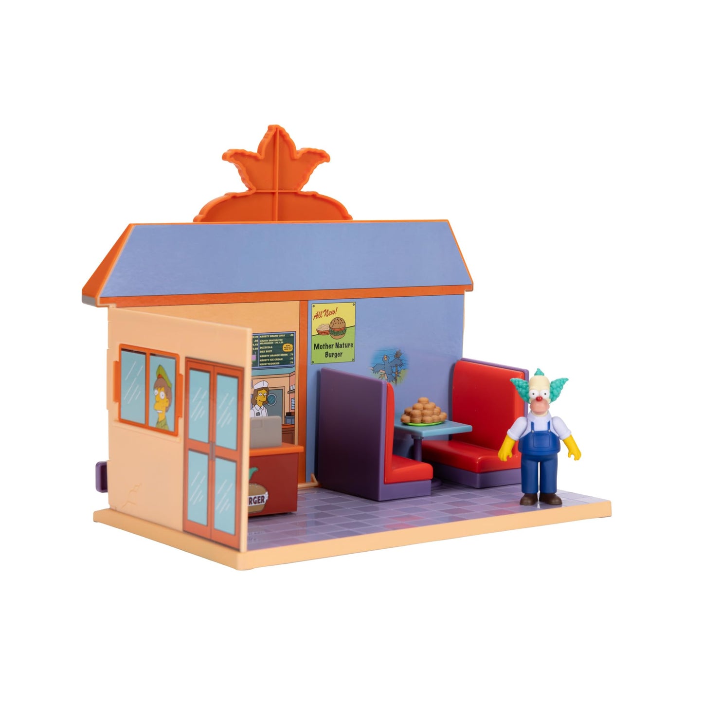 The Simpsons Krusty Burger Diorama Playset, Includes One 2.5-Inch Scale Krusty The Clown Action Figure and Accessories