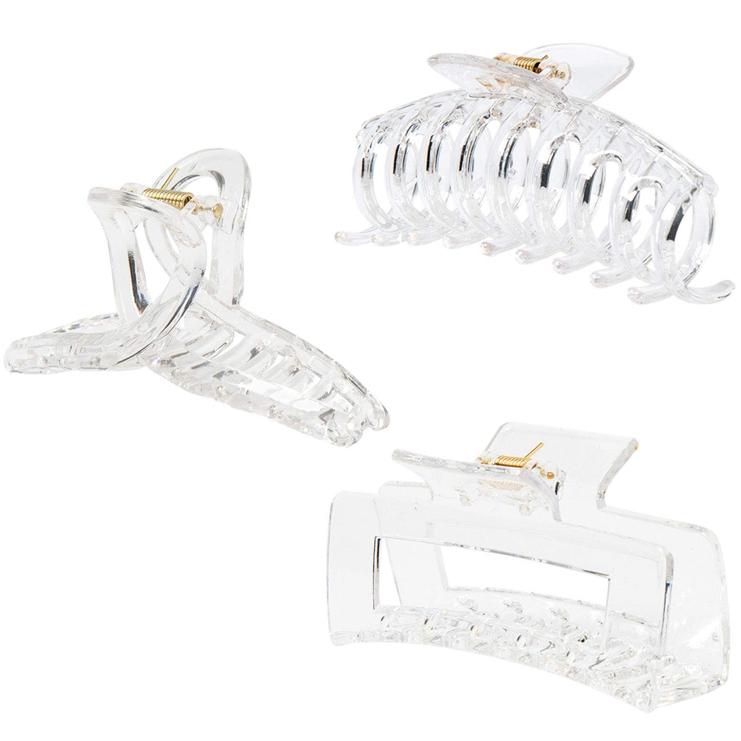 Kitiin Clear Claw Clips for Thick/Fine/Thin Hair, Strong Holding Large Jaw Polycarbonate Clips for Women (3 pcs)