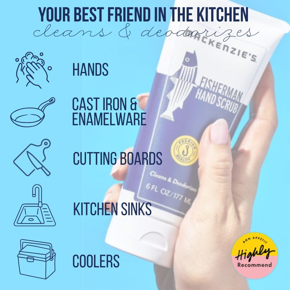 MACKENZIE'S Fisherman Hand Scrub Travel Size Packets - Gifts for Fishermen - Gifts for Men - Father's Day - Gifts for Cooks - Cleansing & Deodorizing