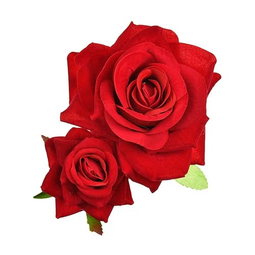 Rose Flower Hair Clip 3D Red Roses Flower Hair Accessories Comb Piece for Girls Women Bride Wedding Hair Clip Flamenco Dancer Hairpins Headwear