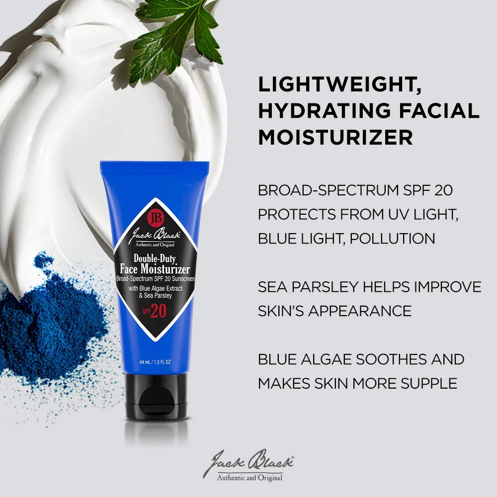 Jack Black Double Duty Mens Face Moisturizer with SPF 20 Sunscreen, 1.5 fl oz - SPF Moisturizer Face, Mens Lotion, Lotion for Men, Skin Care for Men