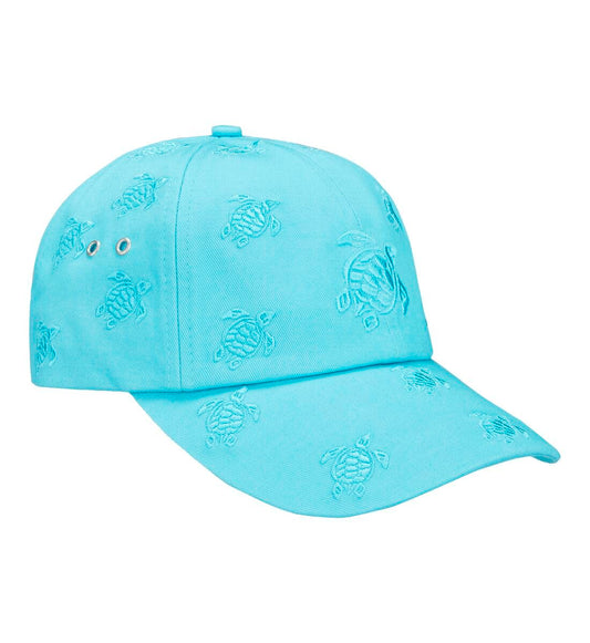 Vilebrequin Embroidered Cap Turtles All Over, T.U., Azure,