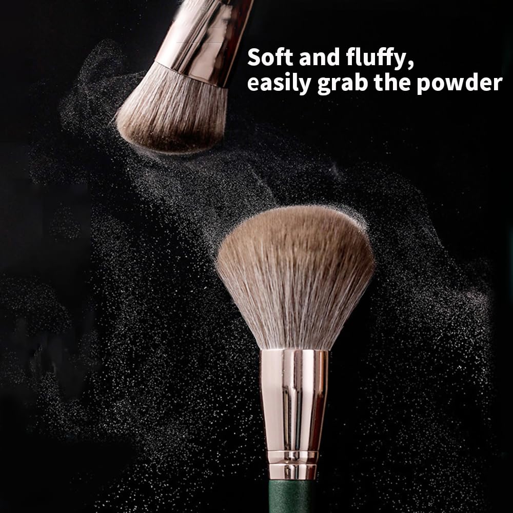 Makeup Brushes 14-Piece Set – Premium Synthetic Cosmetic Brushes for Foundation, Blush, Concealer & Eyeshadow, Travel Bag Included, Green