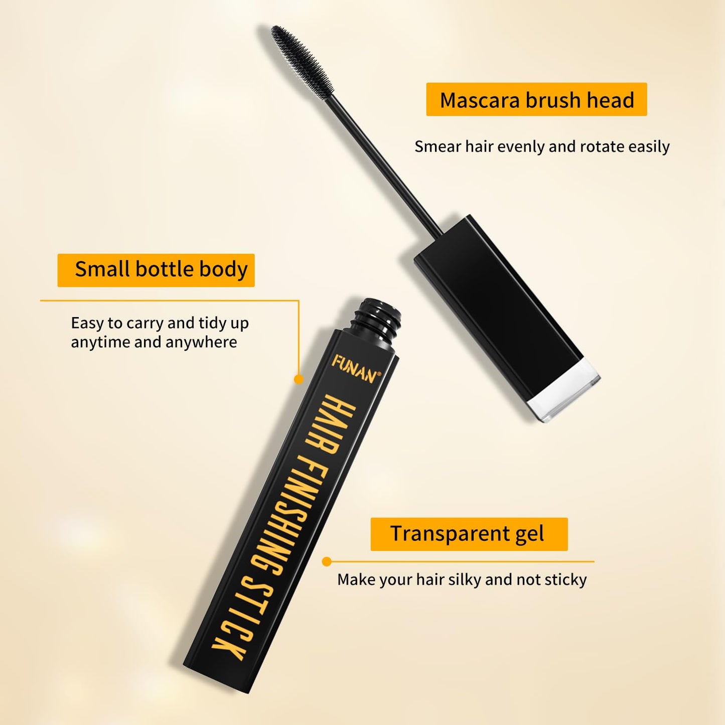 FUNAN 2pcs Hair Mascara for Flyaway Tamer, Hair Finishing Stick, Not-Greasy Hair Gel Stick and Gloss Enhancer Beauty and Personal Care FUNAN