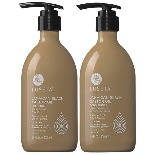 Luseta Castor Oil Shampoo and Conditioner Set for Thinning Hair - Strengthening Set for Thicker Fuller Looking Hair & Split End Repair for Men Women