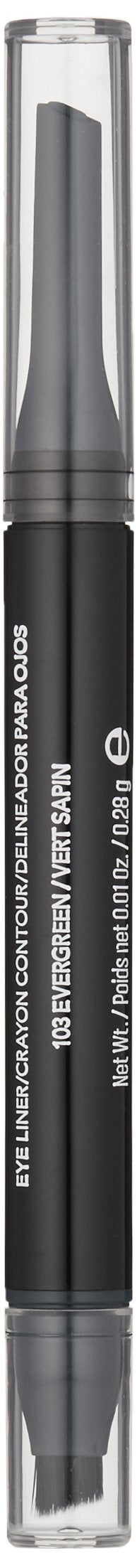 Revlon ColorStay 2-in-1 Angled Kajal Eyeliner, Waterproof Eye Makeup with Smudge Brush for Smokey Eyes, Evergreen (103), 0.01 oz